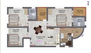 Type B | 3BHK | 1180 Sq.Ft.